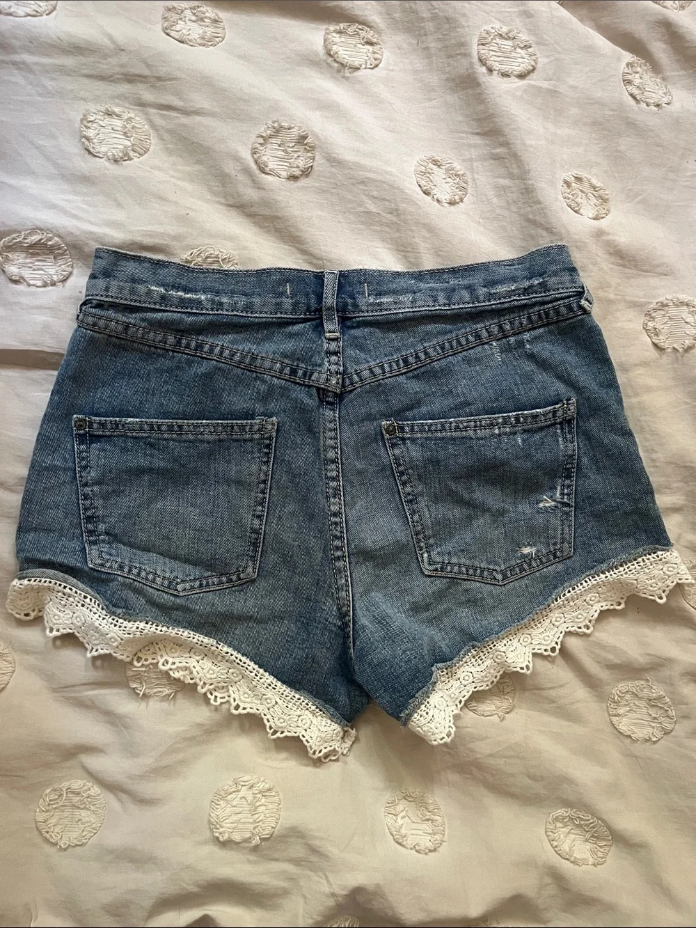 Free People Lace Denim Shorts